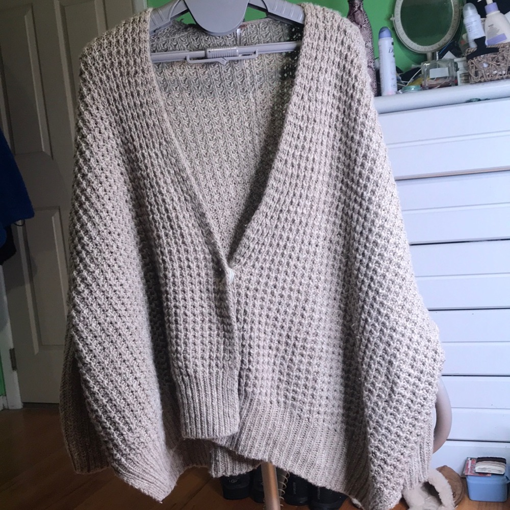 Light beige free people oversized button sweater